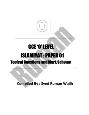 Gce 'O' Level Islamiyat : Paper 01