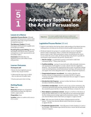 Advocacy Toolbox and the Art of Persuasion