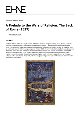 A Prelude to the Wars of Religion: the Sack of Rome (1527)