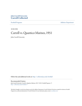 Carroll Vs. Quantico Marines, 1951 John Carroll University