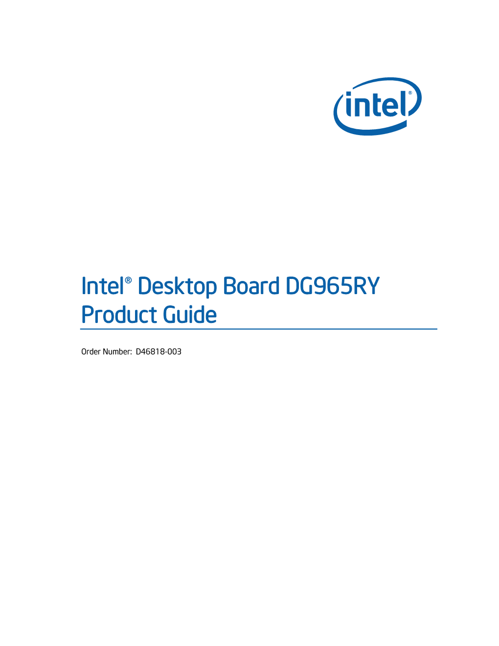 Intel® Desktop Board DG965RY Product Guide