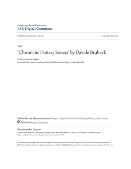 "Chromatic Fantasy Sonata" by Davide Brubeck Vasil Atanasov Cvetkov Louisiana State University and Agricultural and Mechanical College, Vcvetkov@Lsu.Edu