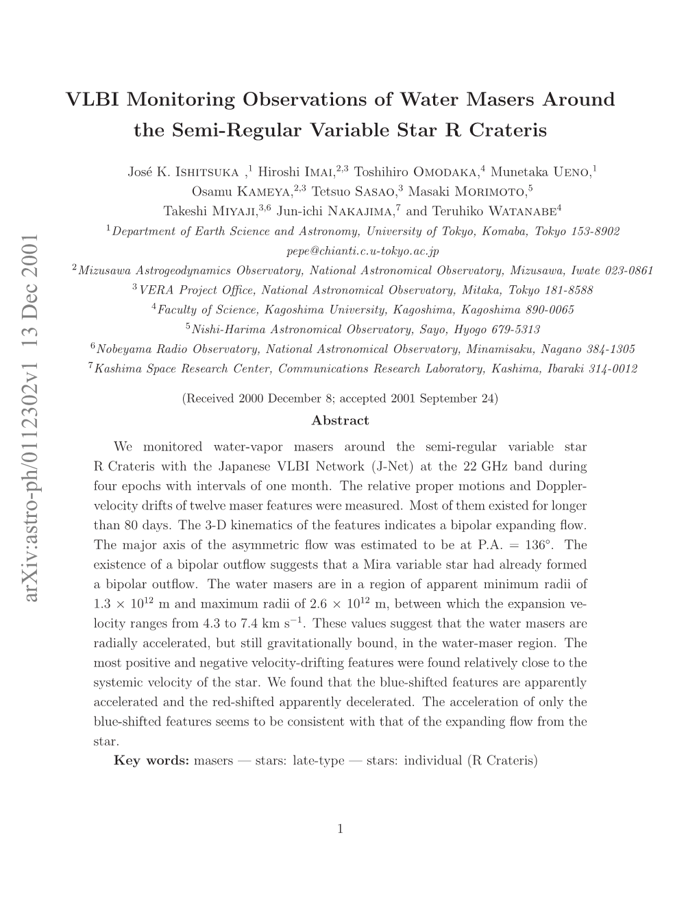 VLBI Monitoring Observations of Water Masers Around the Semi