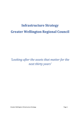 Infrastructure Strategy Greater Wellington Regional Council