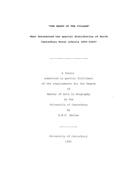 A Thesis Submitted Ln Partial Fulfilment of the Requirements for the Degree