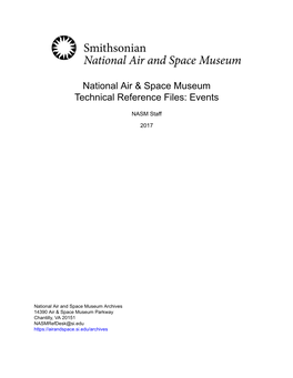 National Air & Space Museum Technical Reference Files: Events
