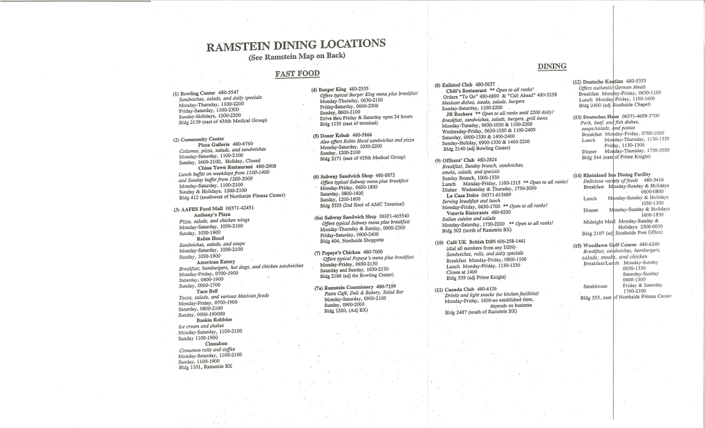 Ramstein Dining Locations