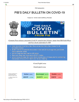 Pib's Daily Bulletin on Covid-19