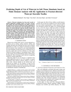 Predicting Depth of Cut of Water-Jet in Soft Tissue Simulants Based on Finite Element Analysis with the Application to Fracture-Directed Water-Jet Steerable Needles