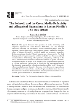 The Polaroid and the Cross. Media-Reflexivity and Allegorical Figurations in Lucian Pintilie's The