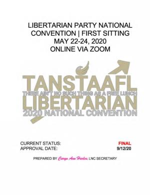 Libertarian Party National Convention | First Sitting May 22-24, 2020 Online Via Zoom