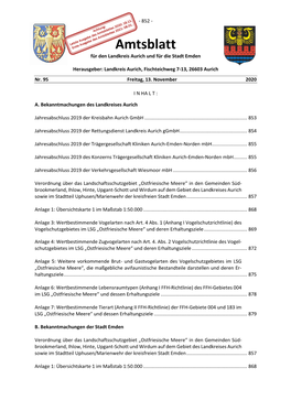 Amtsblatt Für Den Landkreis Aurich Und Für Die Stadt Emden