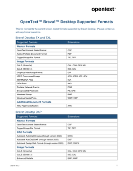 Opentext Brava! Desktop Supported Formats By