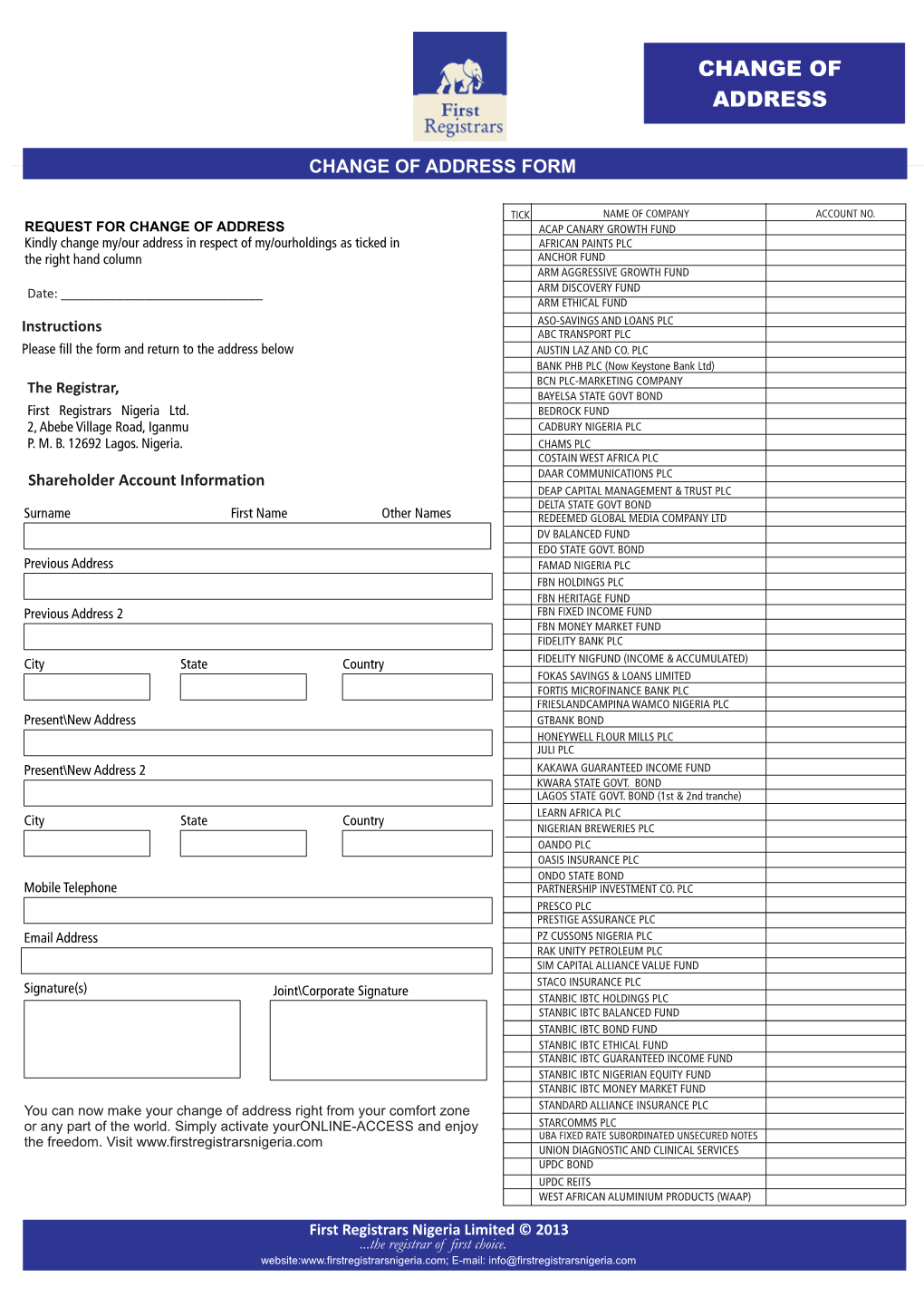 Backup of Change of Address