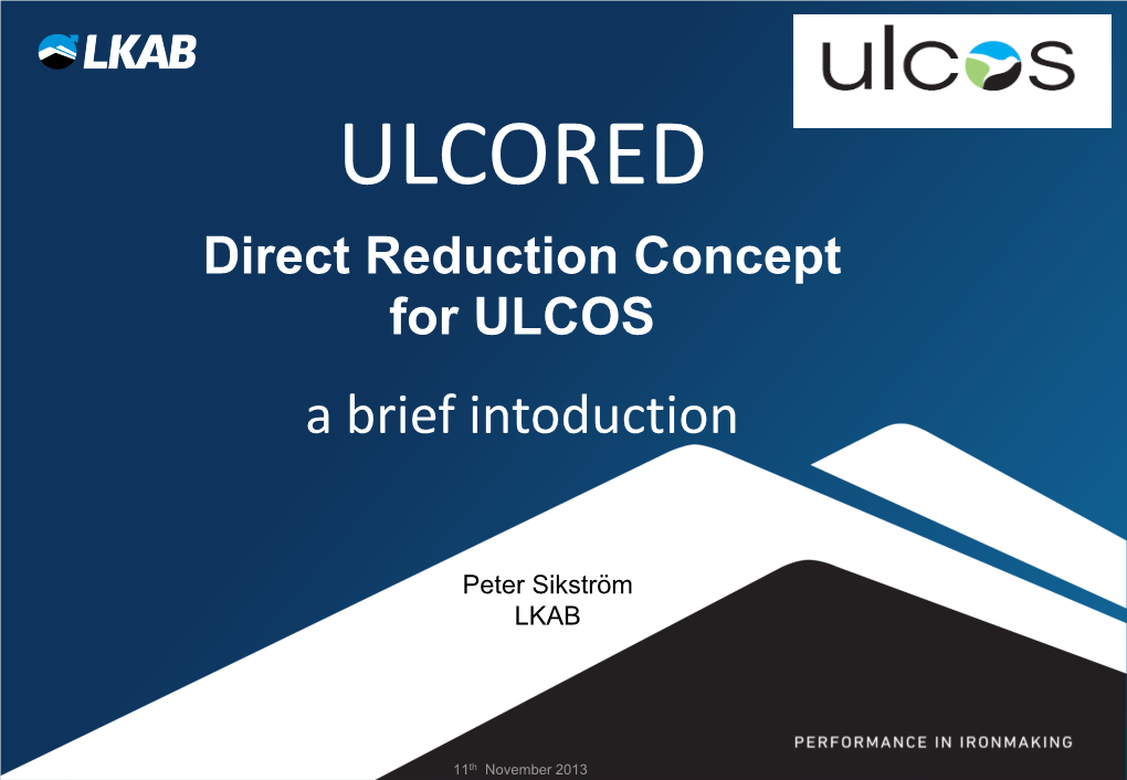 ULCOS Development of ULCORED Technology