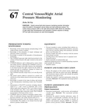 67 Central Venous/Right Atrial Pressure Monitoring 579