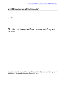 Initial Environmental Examination SRI: Second Integrated Road