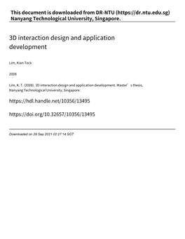 3D Interaction Design and Application Development