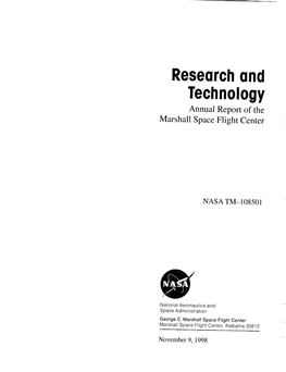 Researchand Technology Annual Report of the Marshall Space Flight Center