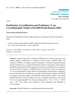 Purification, Crystallization and Preliminary X-Ray Crystallographic Studies of RAIDD Death-Domain (DD)