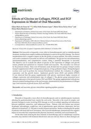 Effects of Glycine on Collagen, PDGF, and EGF Expression in Model of Oral Mucositis