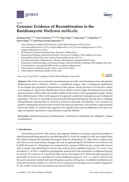 Genomic Evidence of Recombination in the Basidiomycete Wallemia Mellicola