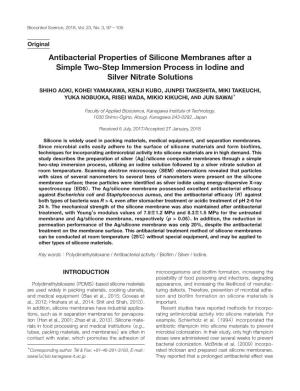 Antibacterial Properties of Silicone Membranes After a Simple Two-Step Immersion Process in Iodine and Silver Nitrate Solutions