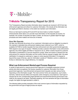 T-Mobile Transparency Report for 2015