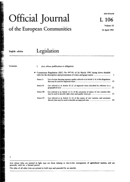Official Journal L 106 Volume 24 of the European Communities 16 April 1981
