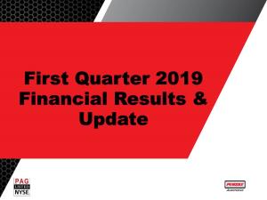 First Quarter 2019 Financial Results & Update