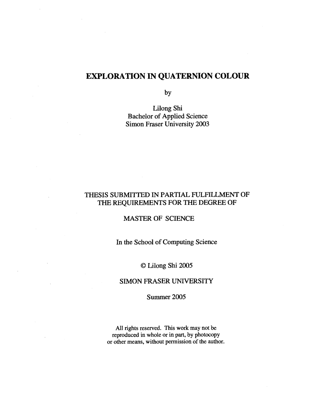 Exploration in Quaternion Colour