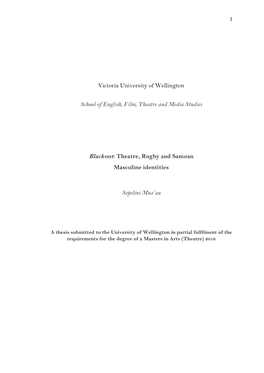 Theatre, Rugby and Samoan Masculine Identities