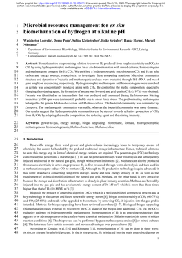 Microbial Resource Management for Ex Situ Biomethanation of Hydrogen At