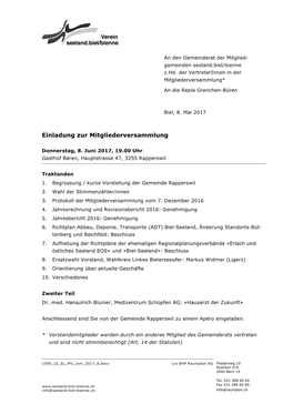 Einladung Zur Mitgliederversammlung