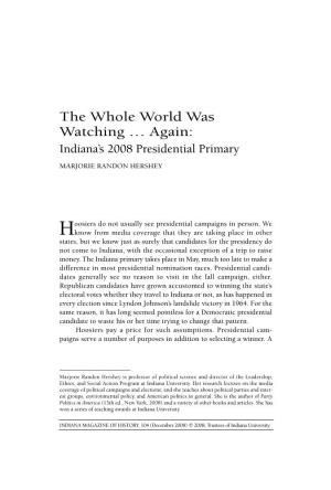 Again: Indiana’S 2008 Presidential Primary