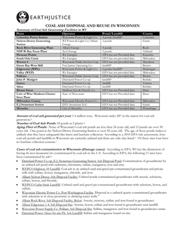 Coal Ash Disposal and Reuse in Wisconsin