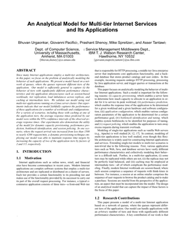 An Analytical Model for Multi-Tier Internet Services and Its Applications
