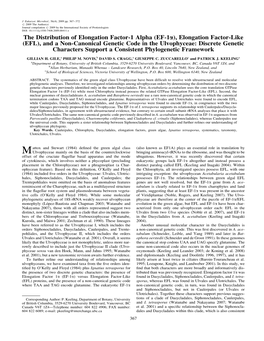 (EF-1Α), Elongation Factor-Like (EFL), and a Non-Canonical Genetic Code