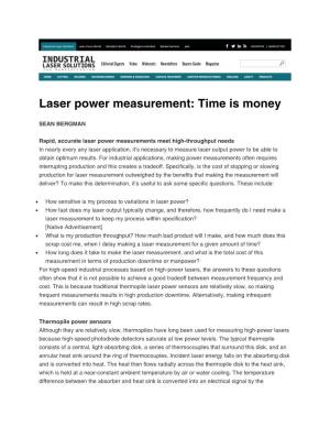 Laser Power Measurement: Time Is Money