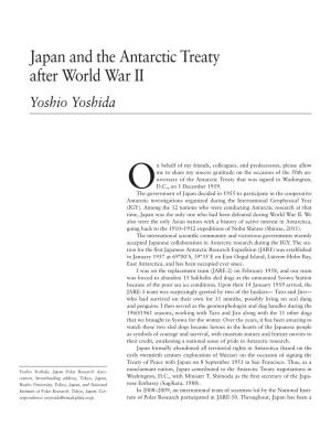 Japan and the Antarctic Treaty After World War II Yoshio Yoshida