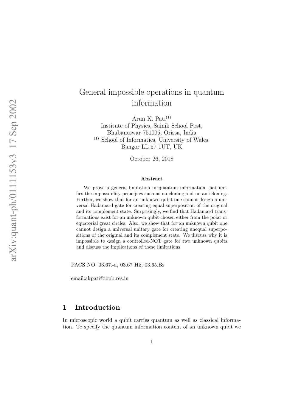 General Impossible Operations in Quantum Information