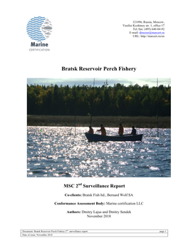 Bratsk Reservoir Perch Fishery