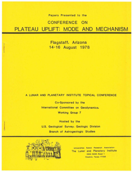 Papers Presented to the Conference on Plateau Uplift