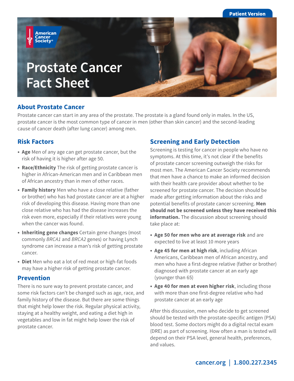 Prostate Cancer Fact Sheet