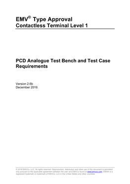 PCD Analogue Test Bench and Test Case Requirements
