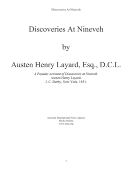 Discoveries at Nineveh by Austen Henry Layard, Esq., D.C.L