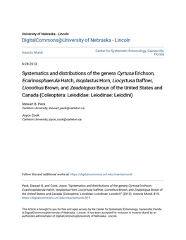 Systematics and Distributions of the Genera Cyrtusa Erichson