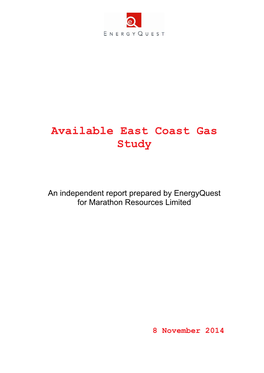 Available East Coast Gas Study