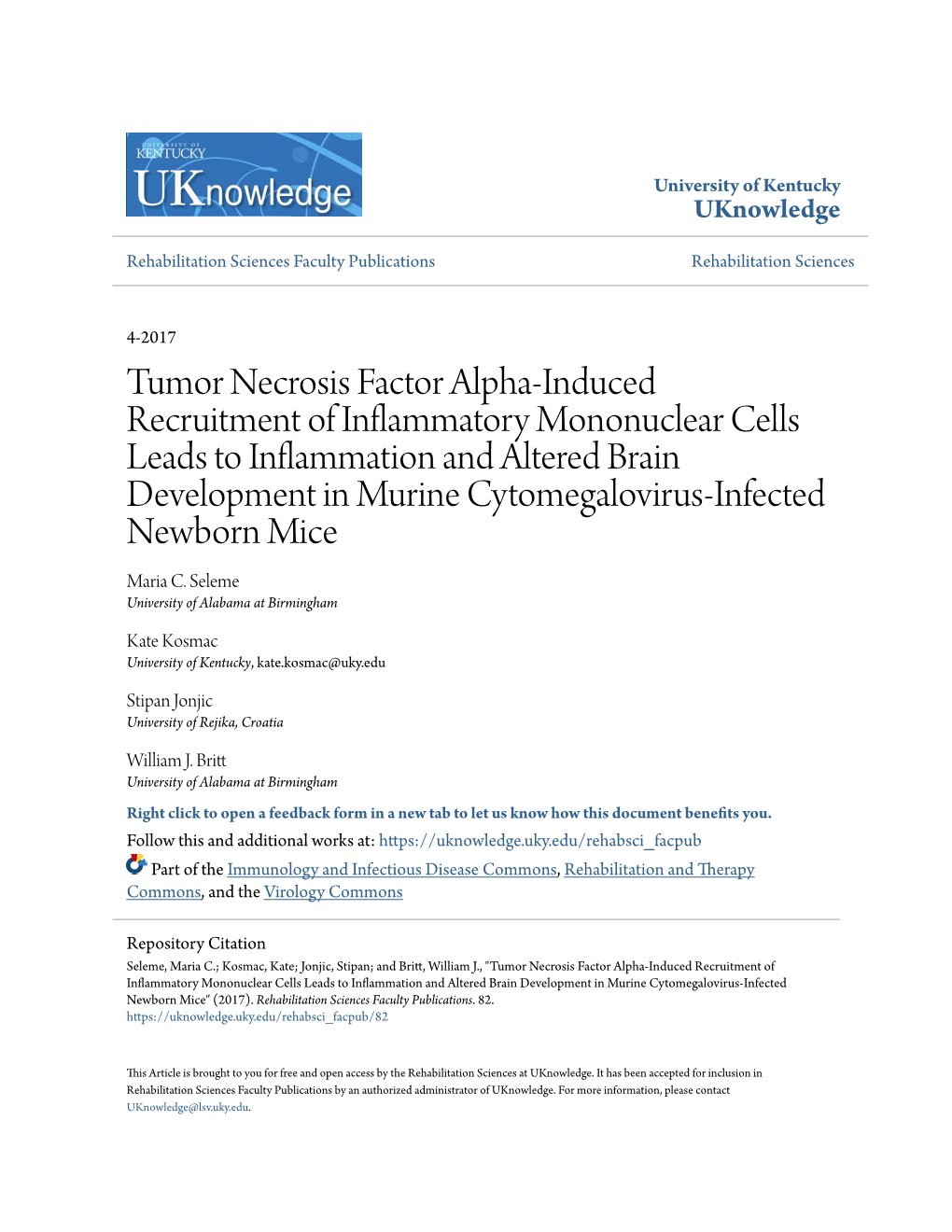 Tumor Necrosis Factor Alpha-Induced Recruitment of Inflammatory