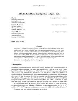 A Sketch-Based Sampling Algorithm on Sparse Data
